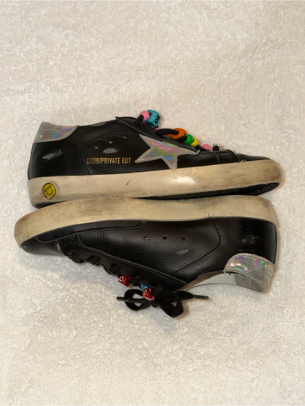 Golden Goose Private Edition Super -Star Kids Black Leather Sneakers - Picture 2 of 6